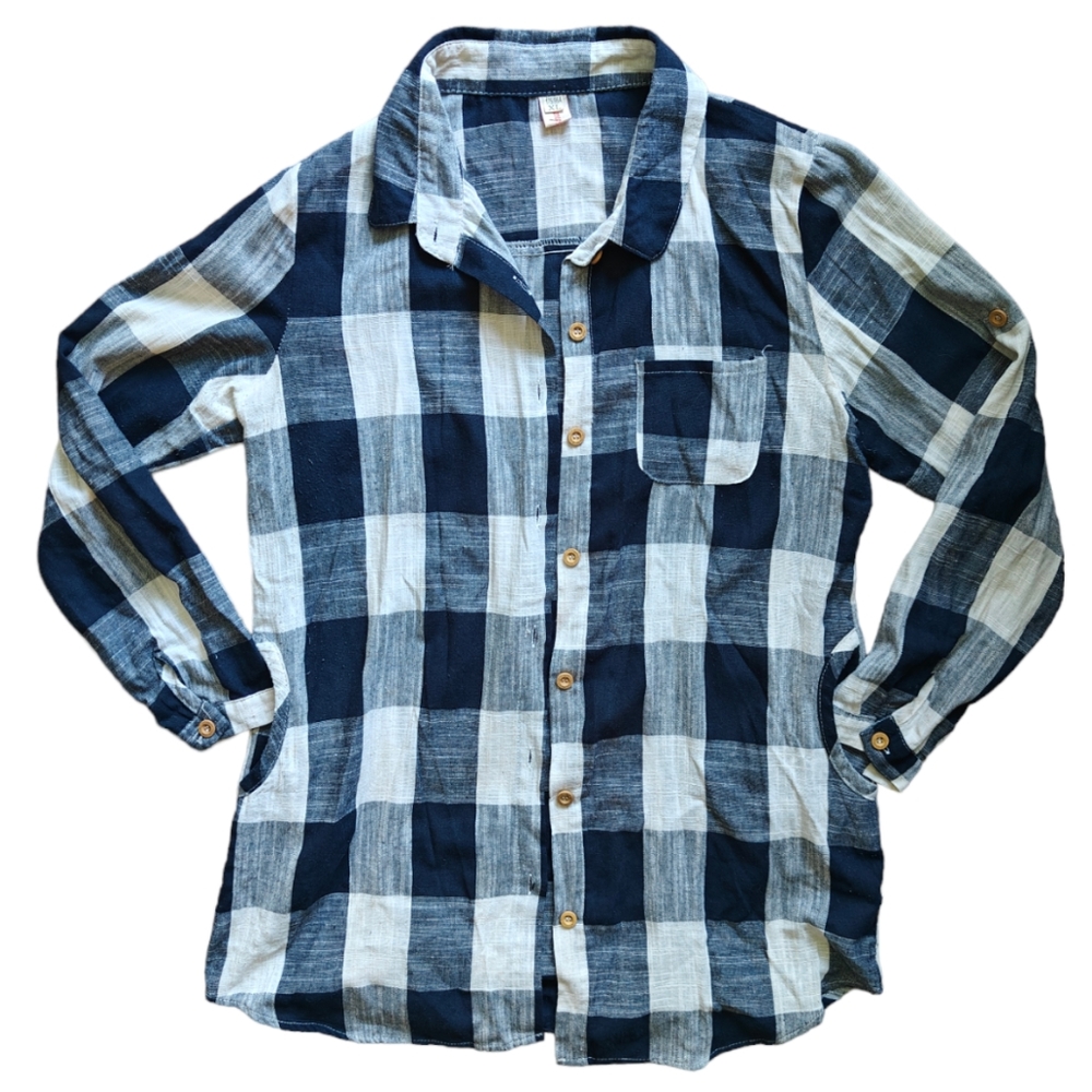 Plaid Button Down Top With Pockets - image 1